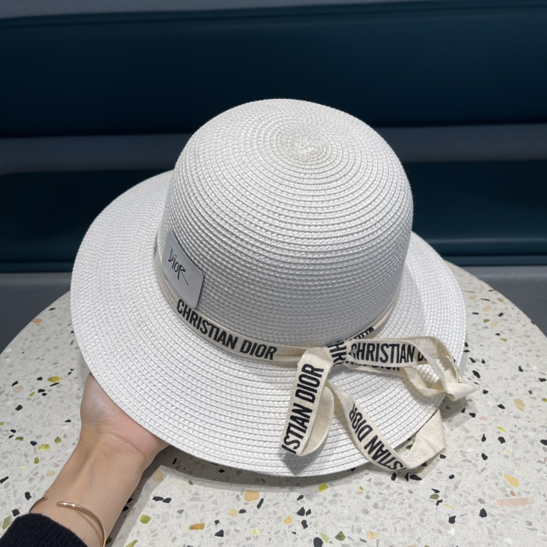 Dior迪奥草帽，夏季新款太阳帽，草帽，高级定制，蓝色 杏色，头围57cm