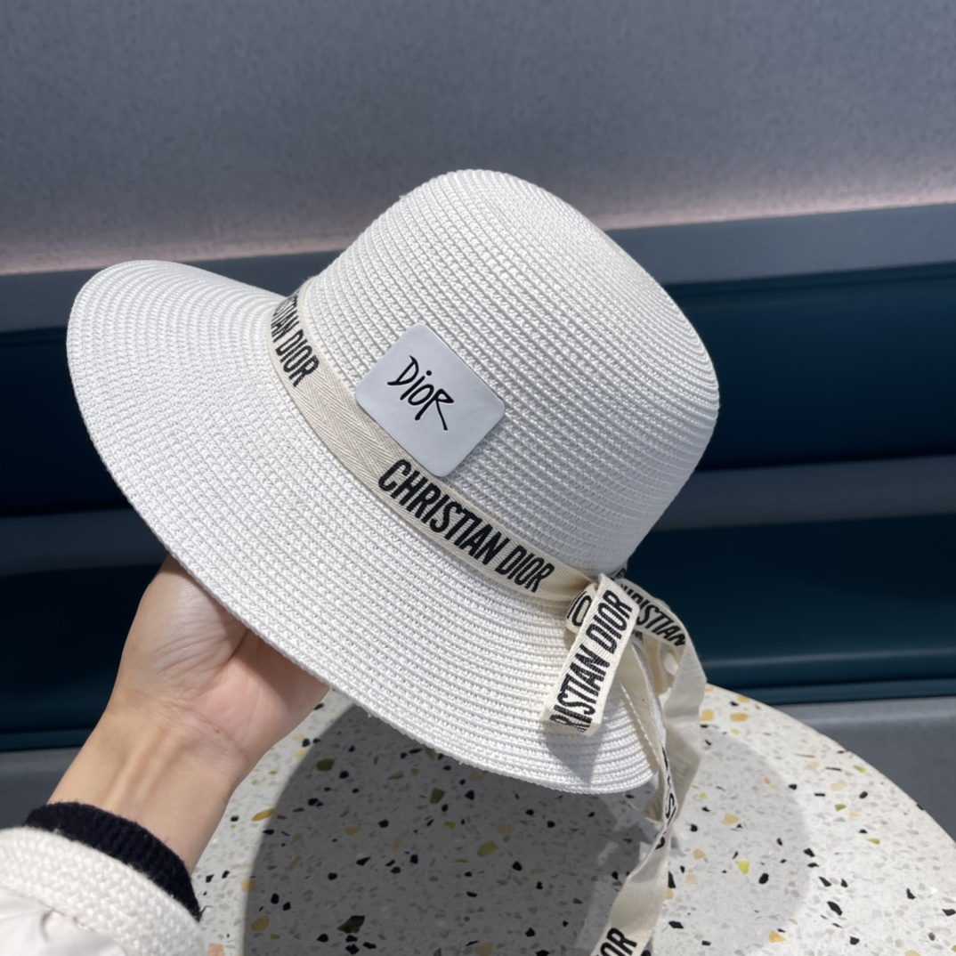 Dior迪奥草帽，夏季新款太阳帽，草帽，高级定制，蓝色 杏色，头围57cm
