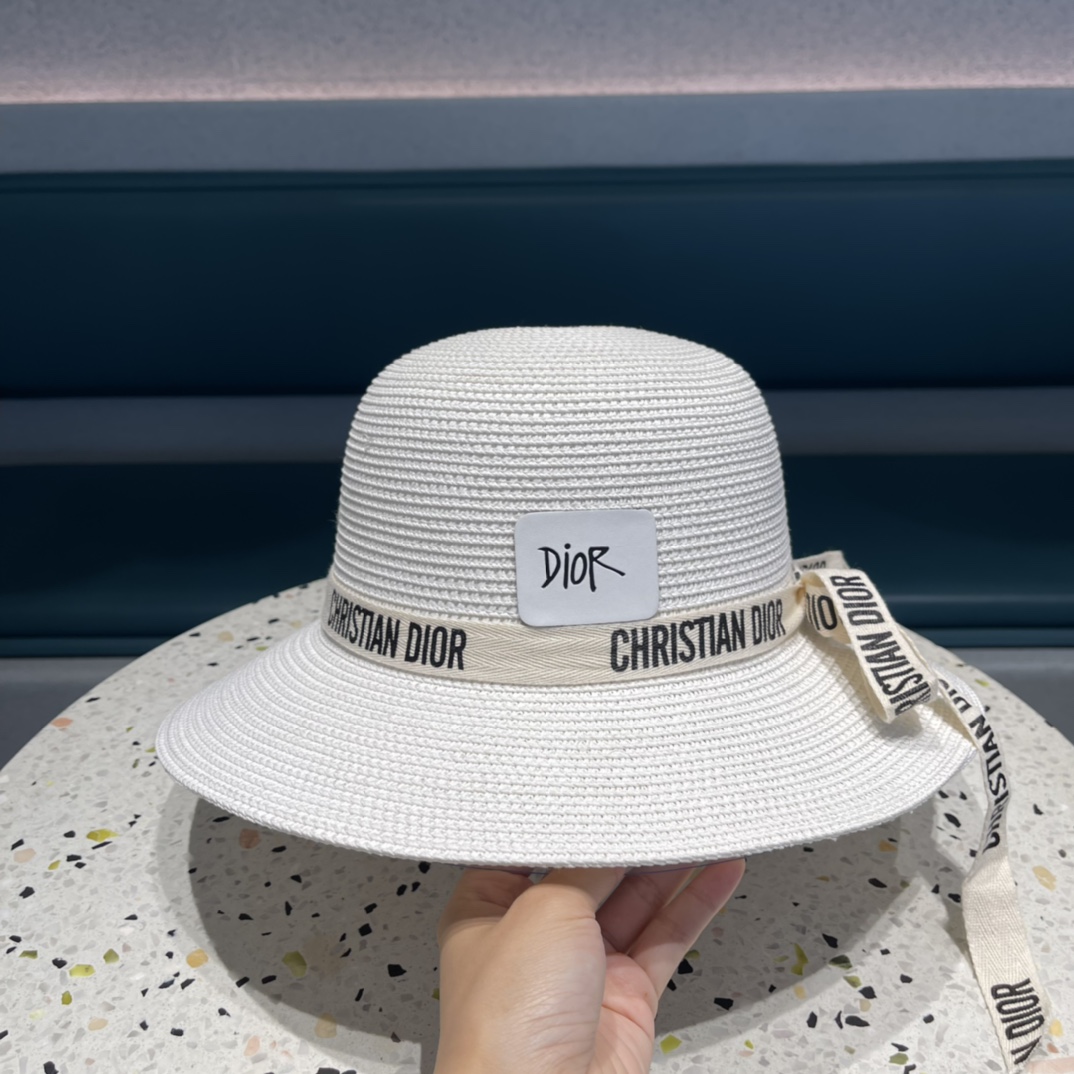 Dior迪奥草帽，夏季新款太阳帽，草帽，高级定制，蓝色 杏色，头围57cm