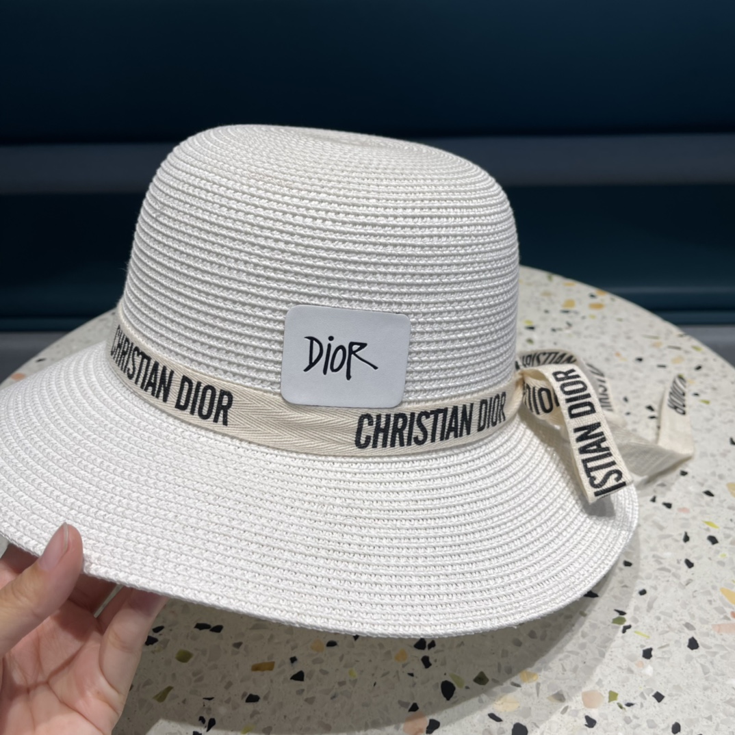 Dior迪奥草帽，夏季新款太阳帽，草帽，高级定制，蓝色 杏色，头围57cm