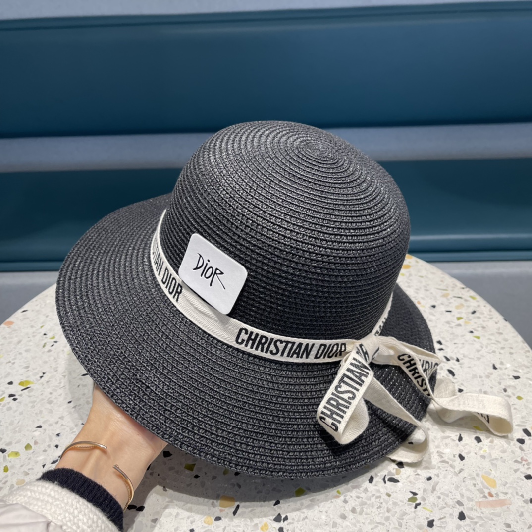 Dior迪奥草帽，夏季新款太阳帽，草帽，高级定制，蓝色 杏色，头围57cm