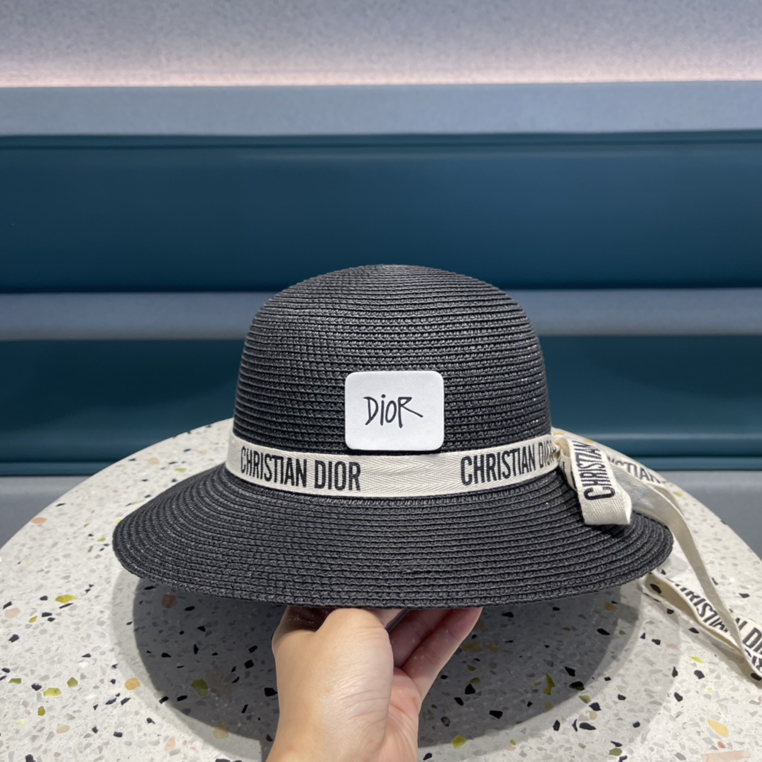 Dior迪奥草帽，夏季新款太阳帽，草帽，高级定制，蓝色 杏色，头围57cm