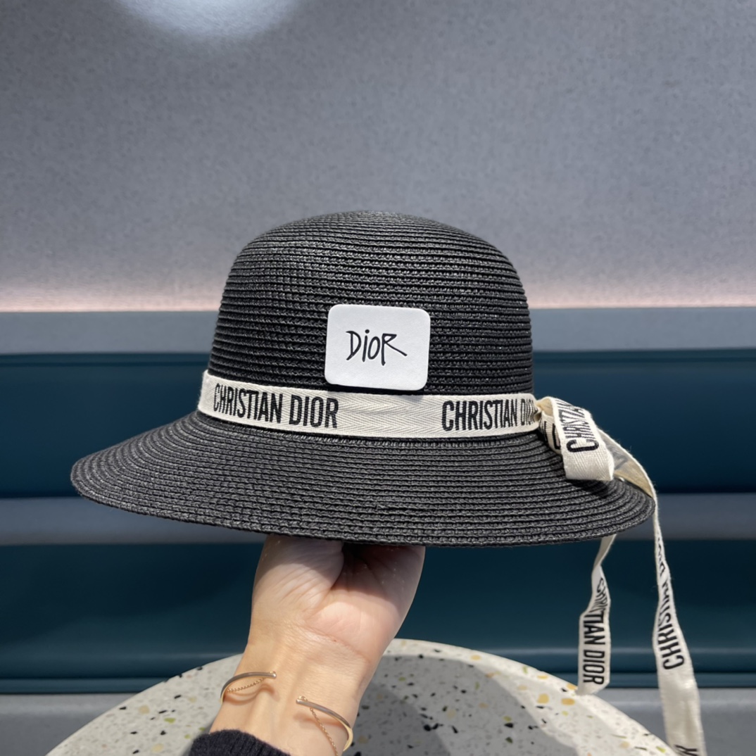 Dior迪奥草帽，夏季新款太阳帽，草帽，高级定制，蓝色 杏色，头围57cm