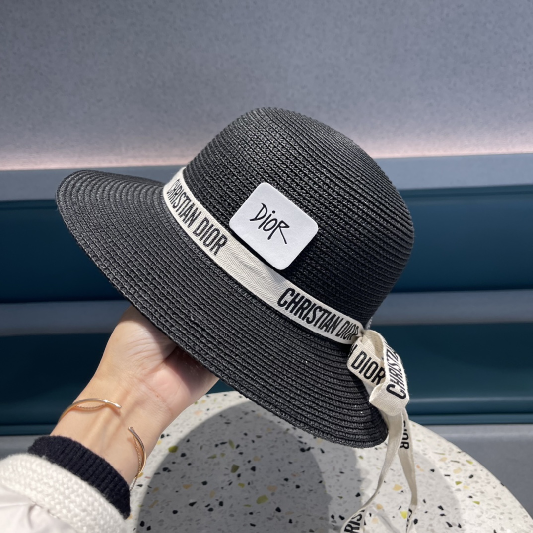 Dior迪奥草帽，夏季新款太阳帽，草帽，高级定制，蓝色 杏色，头围57cm