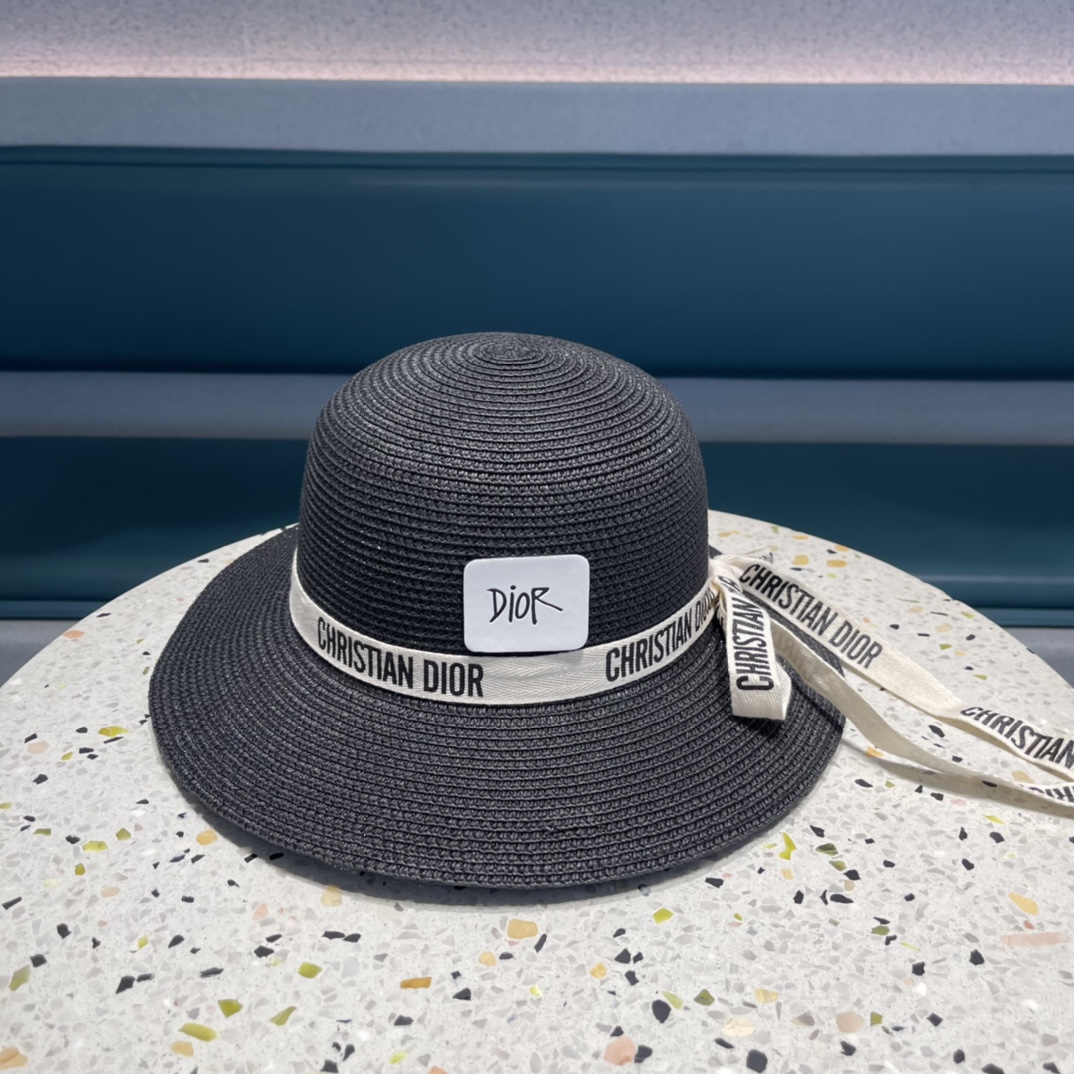 Dior迪奥草帽，夏季新款太阳帽，草帽，高级定制，蓝色 杏色，头围57cm