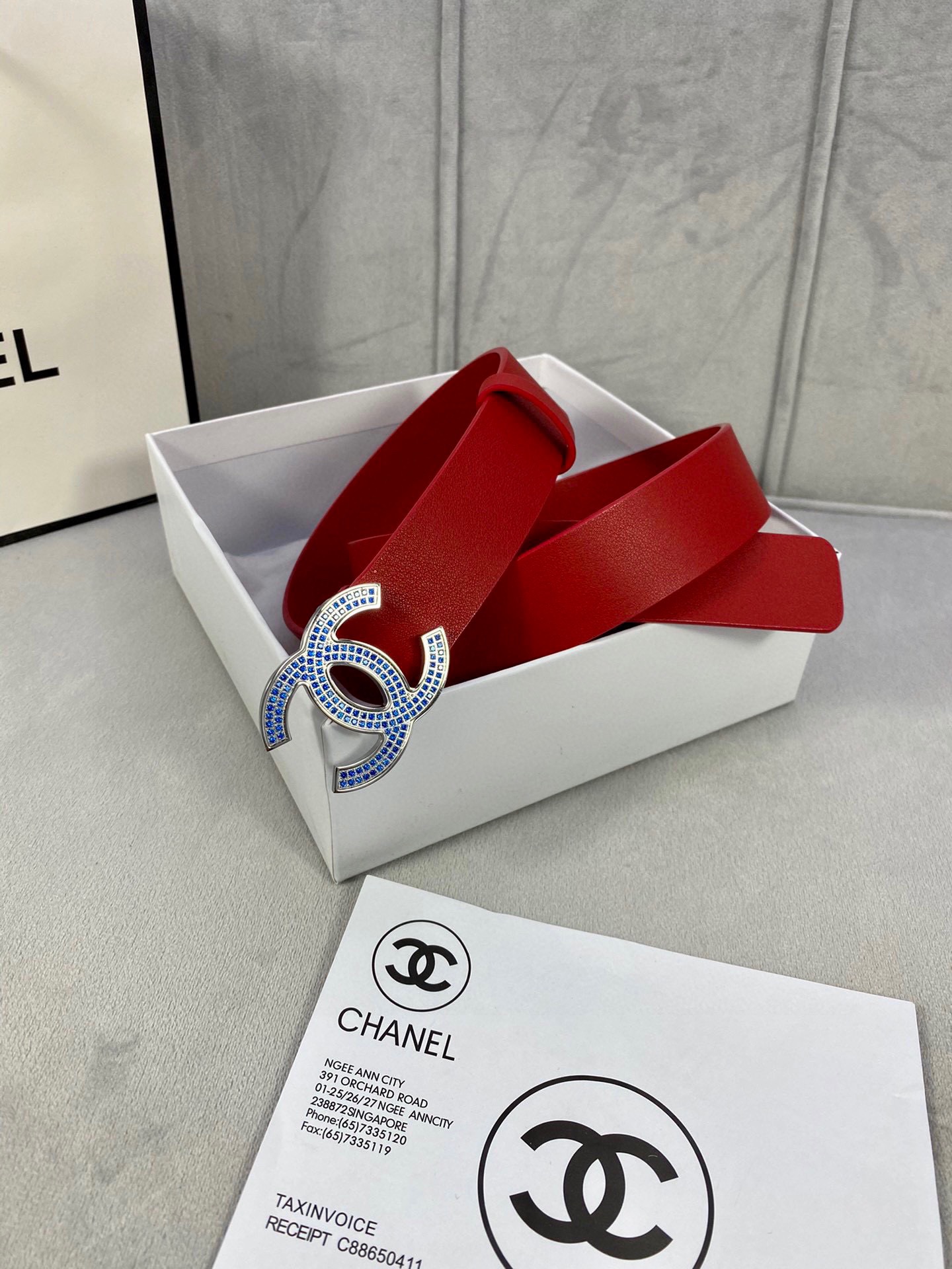 Chanel Belts Silver Set With Diamonds Women Steel Buckle Calfskin Cowhide