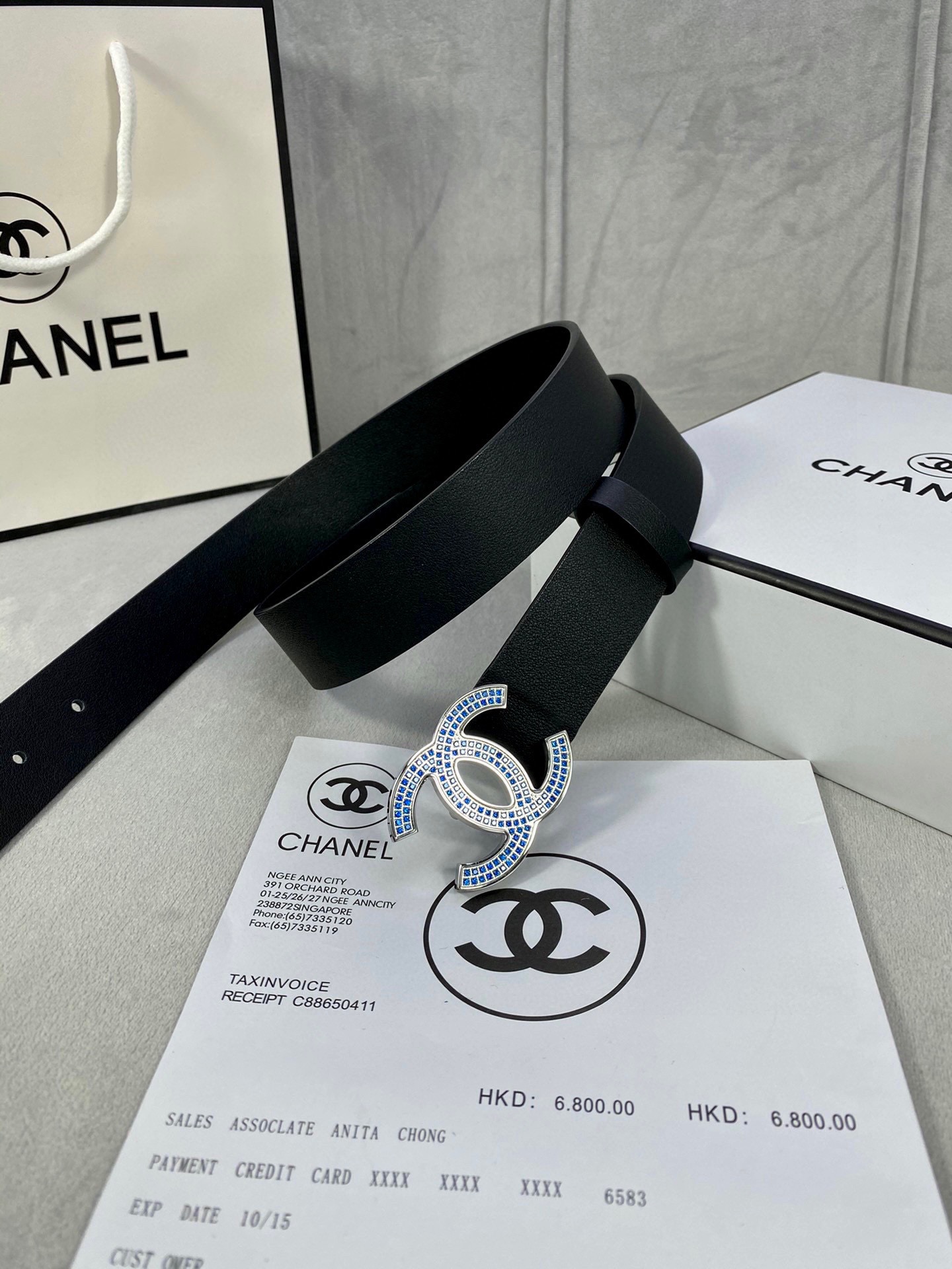 Chanel Belts Silver Set With Diamonds Women Steel Buckle Calfskin Cowhide