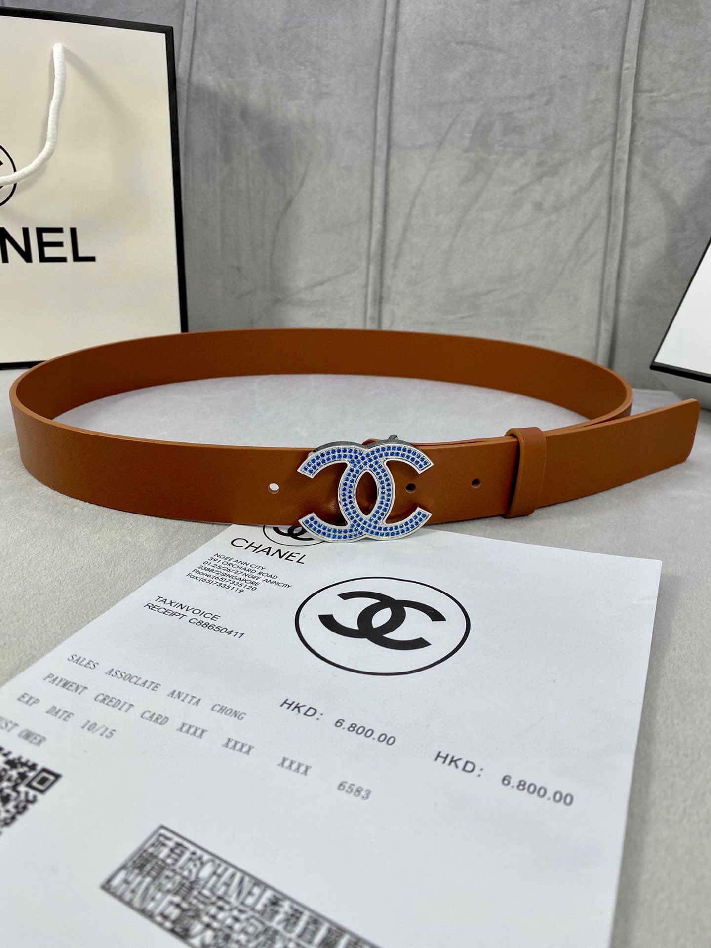 Chanel Belts Silver Set With Diamonds Women Steel Buckle Calfskin Cowhide