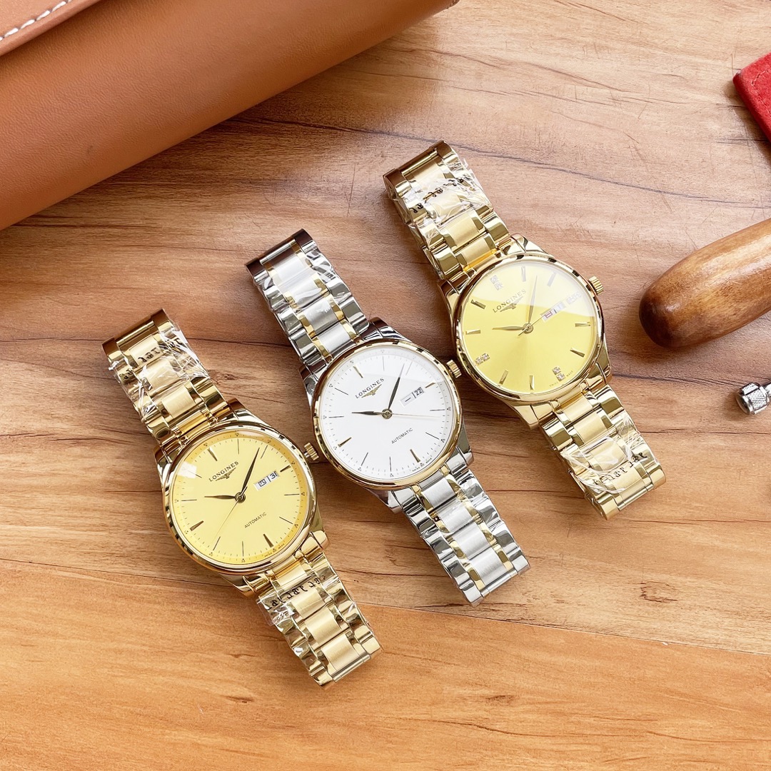 皮带，钢带，金白同价 独家首发 高清实拍 优质产品 沉稳有型 魅力不凡 简约热卖 品牌：浪琴 Longines 三针设计 类型：精品男士腕表 表带：316精钢/真牛皮表带 机芯：高端西铁城机械机芯 镜面：蓝宝石玻璃更高清 品味高雅 浩瀚大气 匠心独运 腕间瑰宝 尺寸：直径41mm厚12mm热卖上市欢迎转载