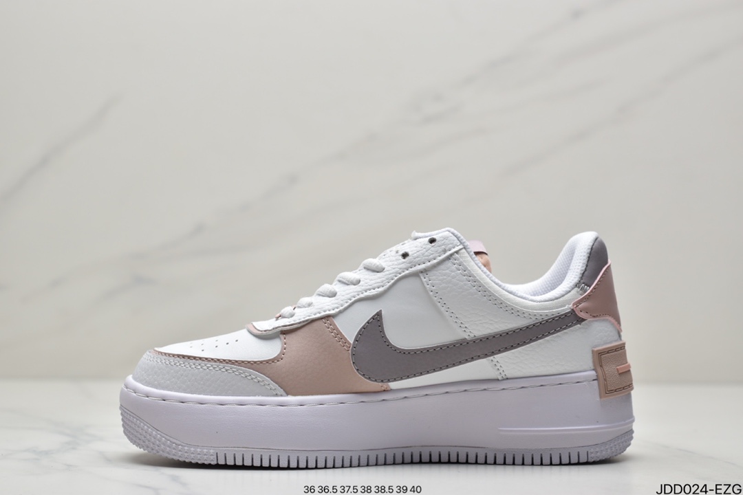 120 真标耐克Nike WMNS Air Force 1 Shadow 马卡龙空军一号轻量增高低帮百搭板鞋CI0919-100