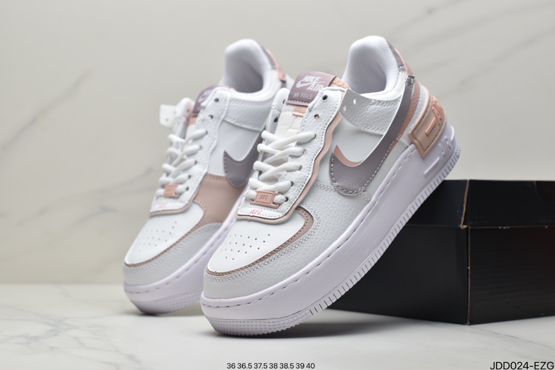 120 真标耐克Nike WMNS Air Force 1 Shadow 马卡龙空军一号轻量增高低帮百搭板鞋CI0919-100