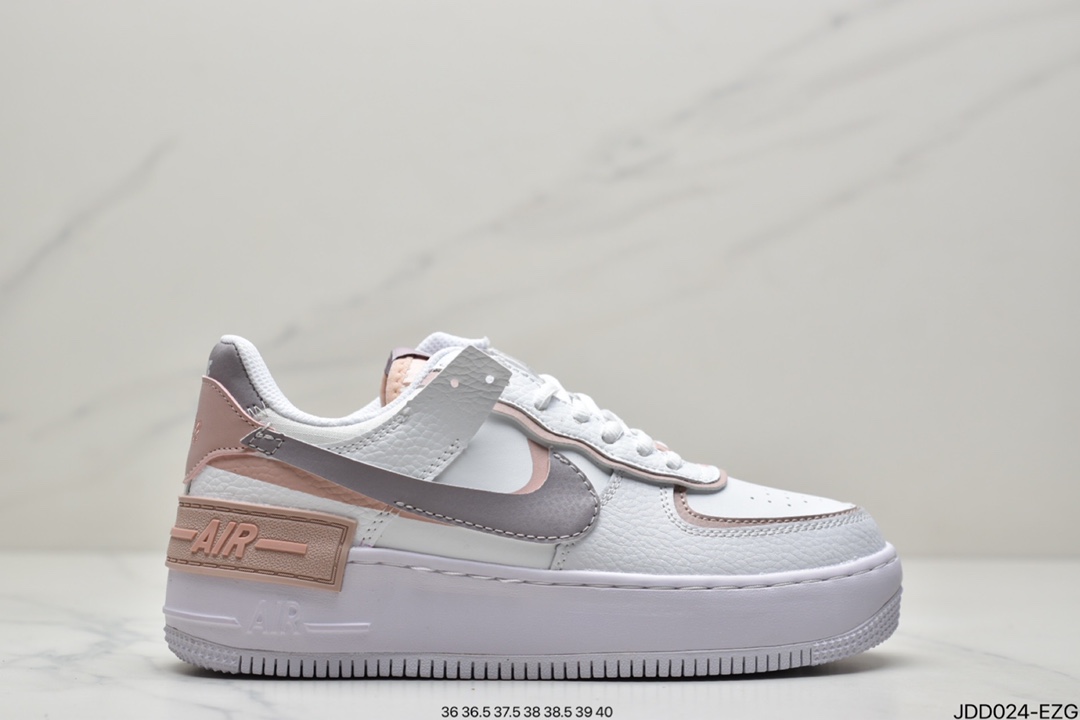 120 真标耐克Nike WMNS Air Force 1 Shadow 马卡龙空军一号轻量增高低帮百搭板鞋CI0919-100