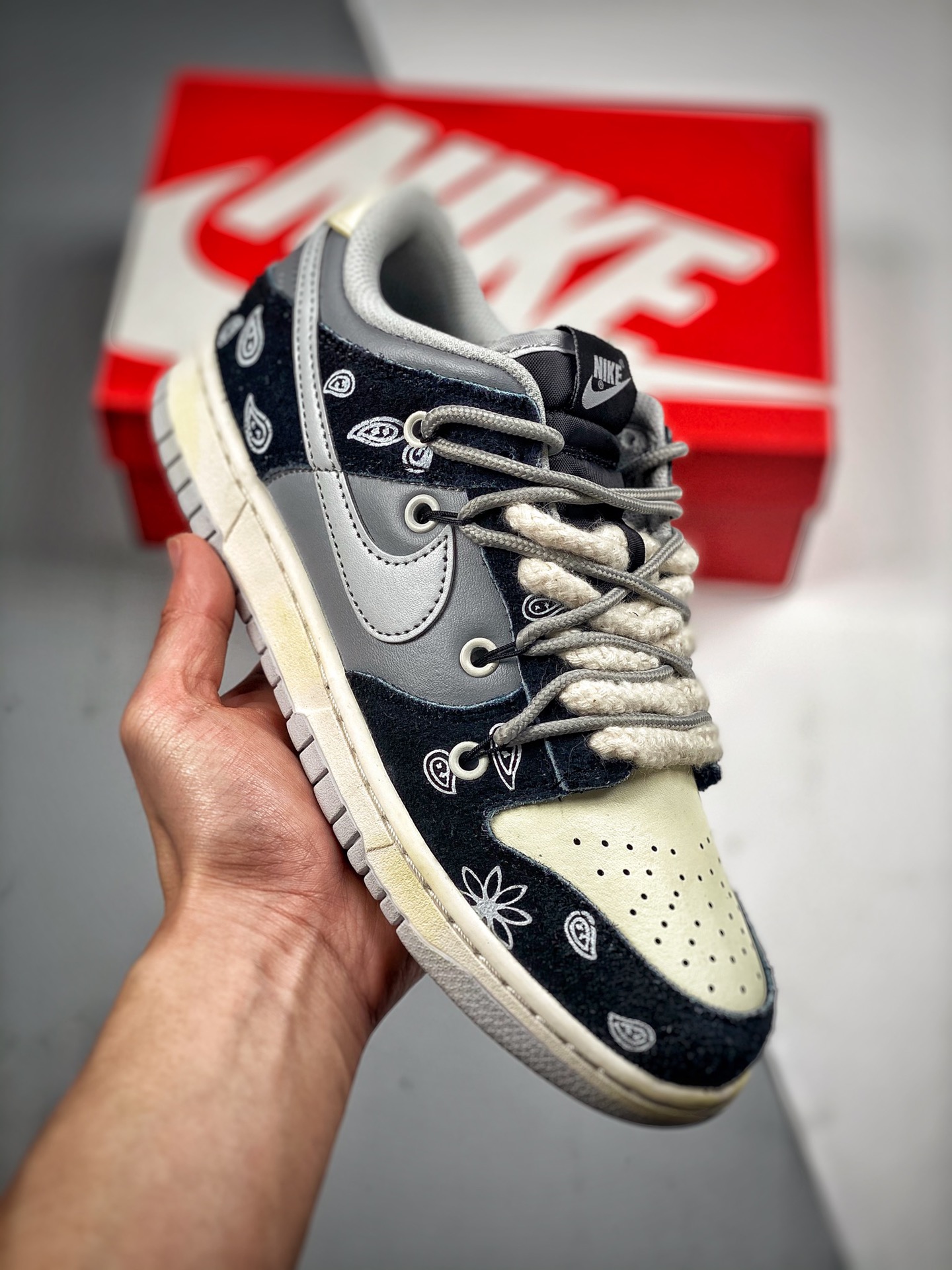Nike Dunk Low personalizado con tema de cachemir, resistente al desgaste y antideslizante, zapatilla de skate casual de…
