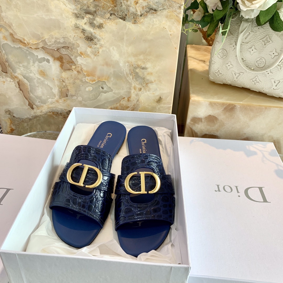 Dior 2022 水砖石 3代サンダル 立体レターデザイン+輸入ストーン 内外すべて本革 イタリア製本革底