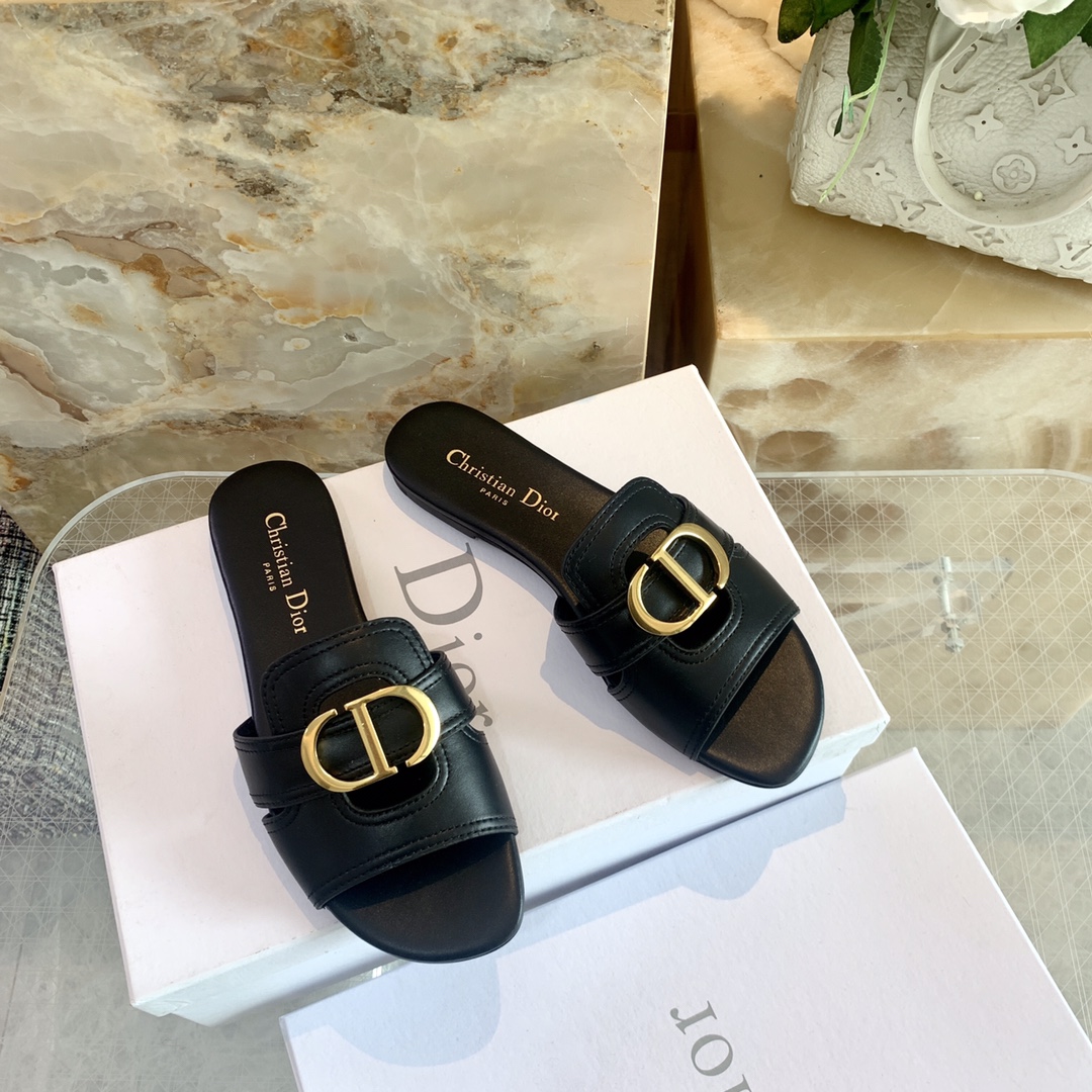 Dior 2022 水砖石 3代サンダル 立体レターデザイン+輸入ストーン 内外すべて本革 イタリア製本革底