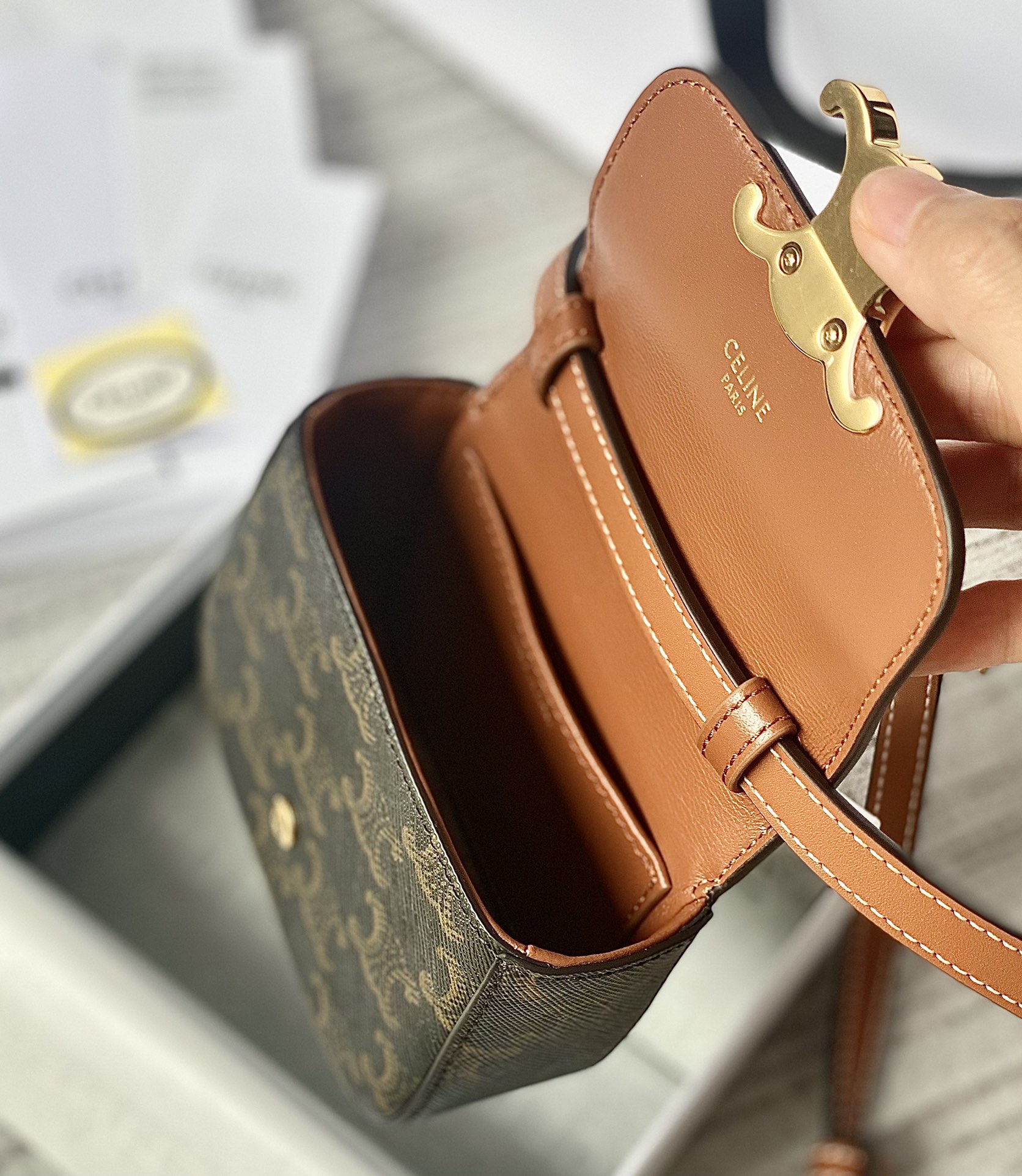 CELINE赛琳进口牛皮凯旋门迷你挎包101513