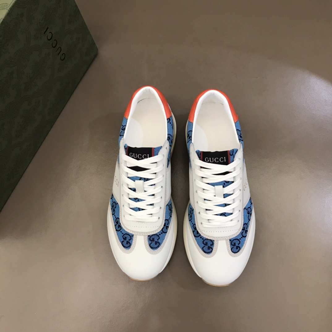 GUCCI古驰    进口小牛皮拼接品牌印花帆布G家男士GG运动鞋
