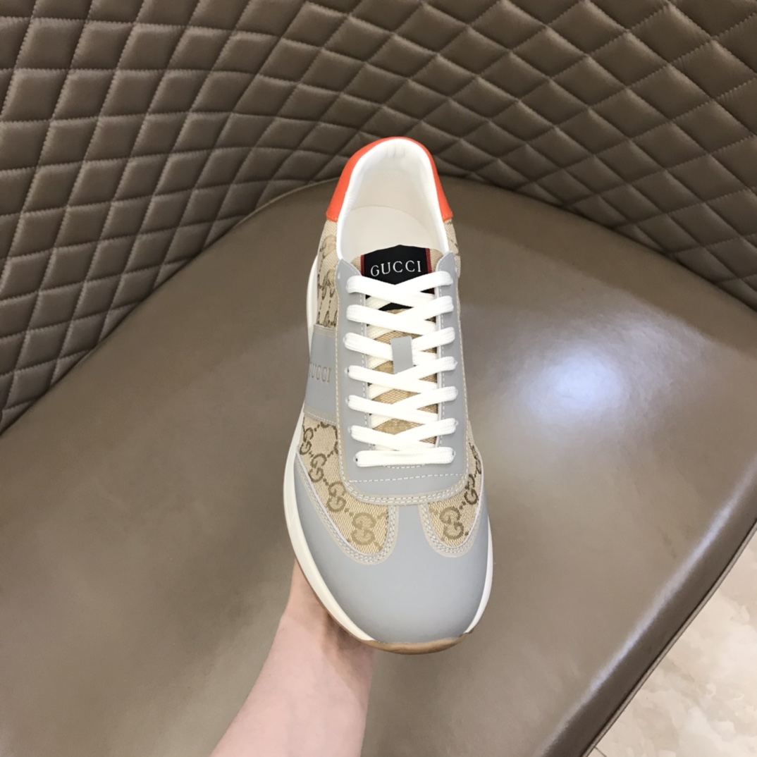 GUCCI古驰    进口小牛皮拼接品牌印花帆布G家男士GG运动鞋