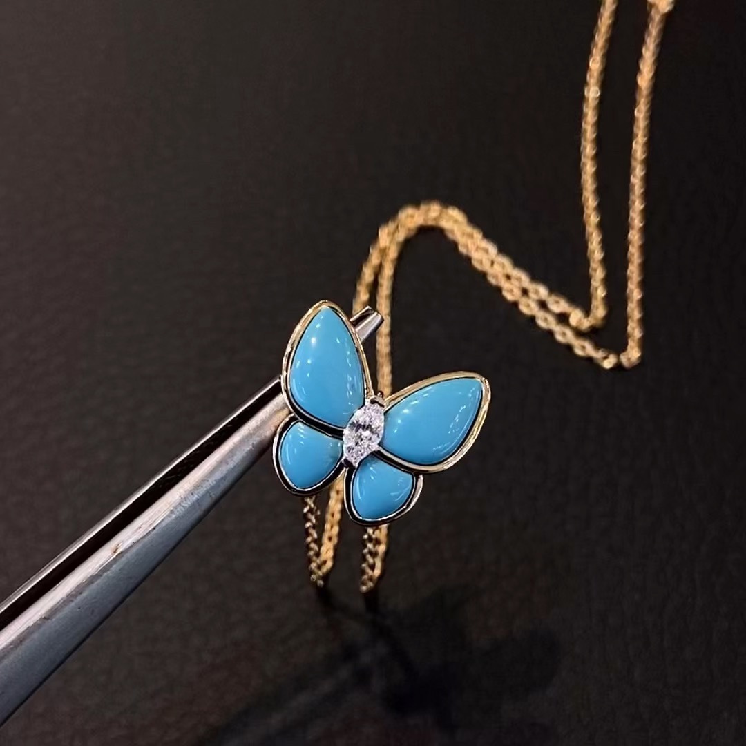 Van Cleef & Arpels 2022最新款 vca绿松石蝴蝶项链