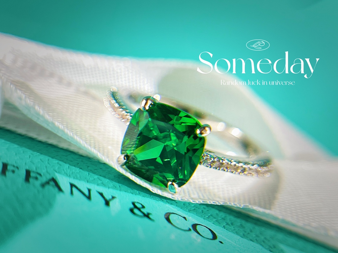 新款☑️TIFFANY&Co.蒂芙尼方形绿钻戒指