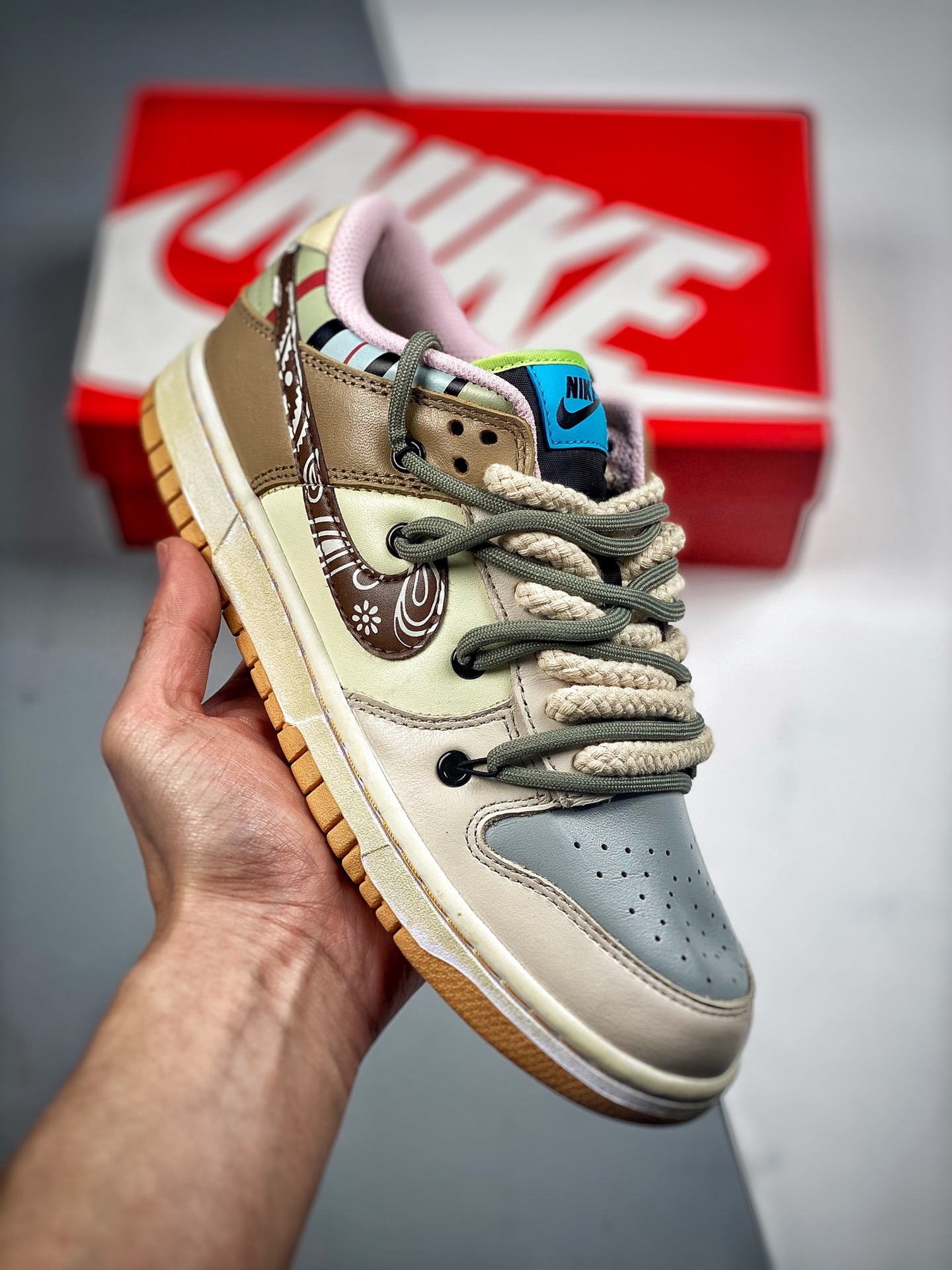 Nike Dunk Low personalizado con tema de cachemir, resistente al desgaste y antideslizante, zapatilla de skate casual de…