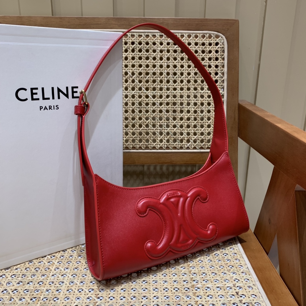 CELINE CUIR TRIOMPHE 24CM BAG 腋下包 198153大红色