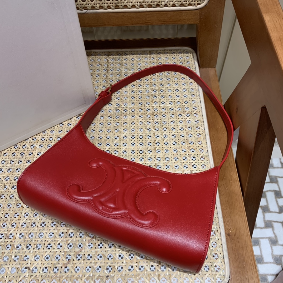 CELINE CUIR TRIOMPHE 24CM BAG 腋下包 198153大红色
