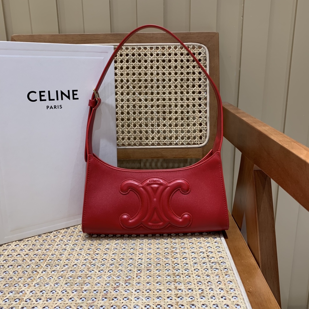 CELINE CUIR TRIOMPHE 24CM BAG 腋下包 198153大红色