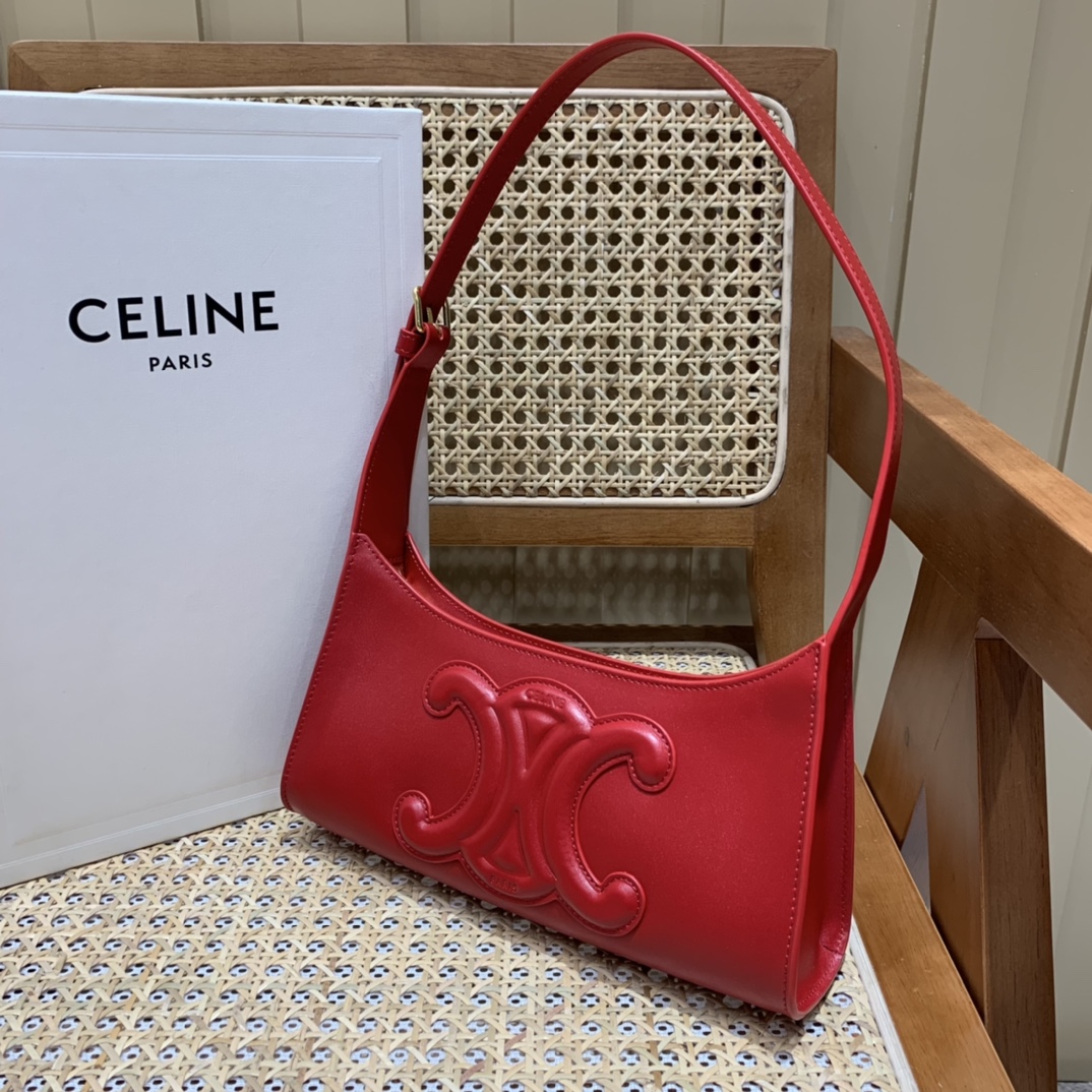 CELINE CUIR TRIOMPHE 24CM BAG 腋下包 198153大红色