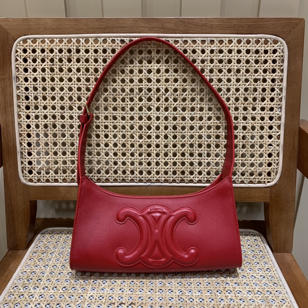 CELINE CUIR TRIOMPHE 24CM BAG 腋下包 198153大红色