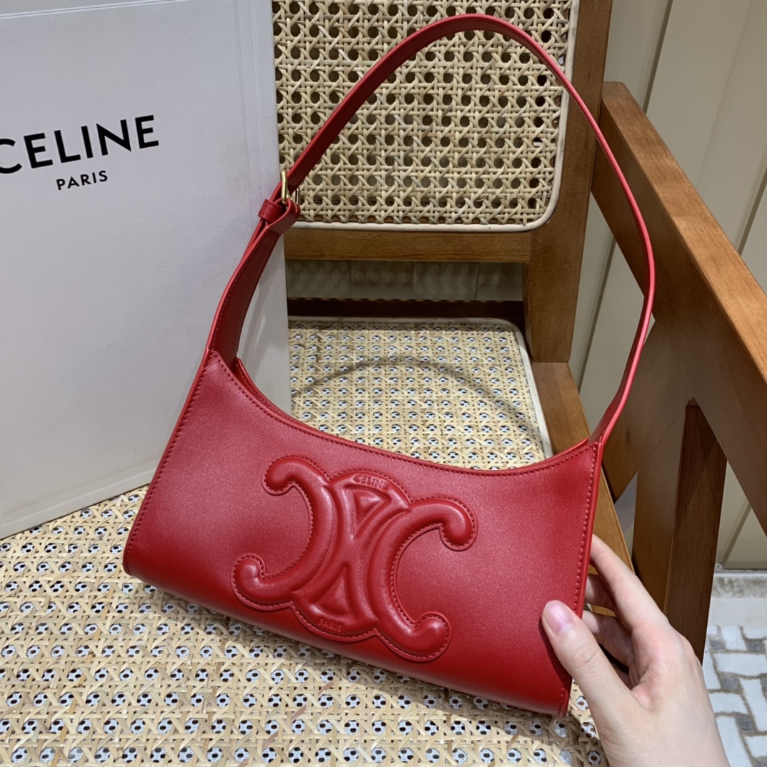 CELINE CUIR TRIOMPHE 24CM BAG 腋下包 198153大红色