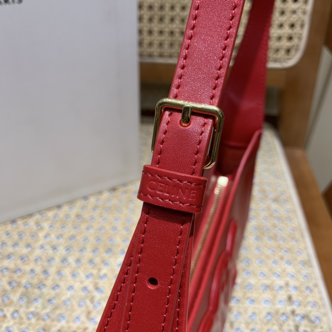 CELINE CUIR TRIOMPHE 24CM BAG 腋下包 198153大红色