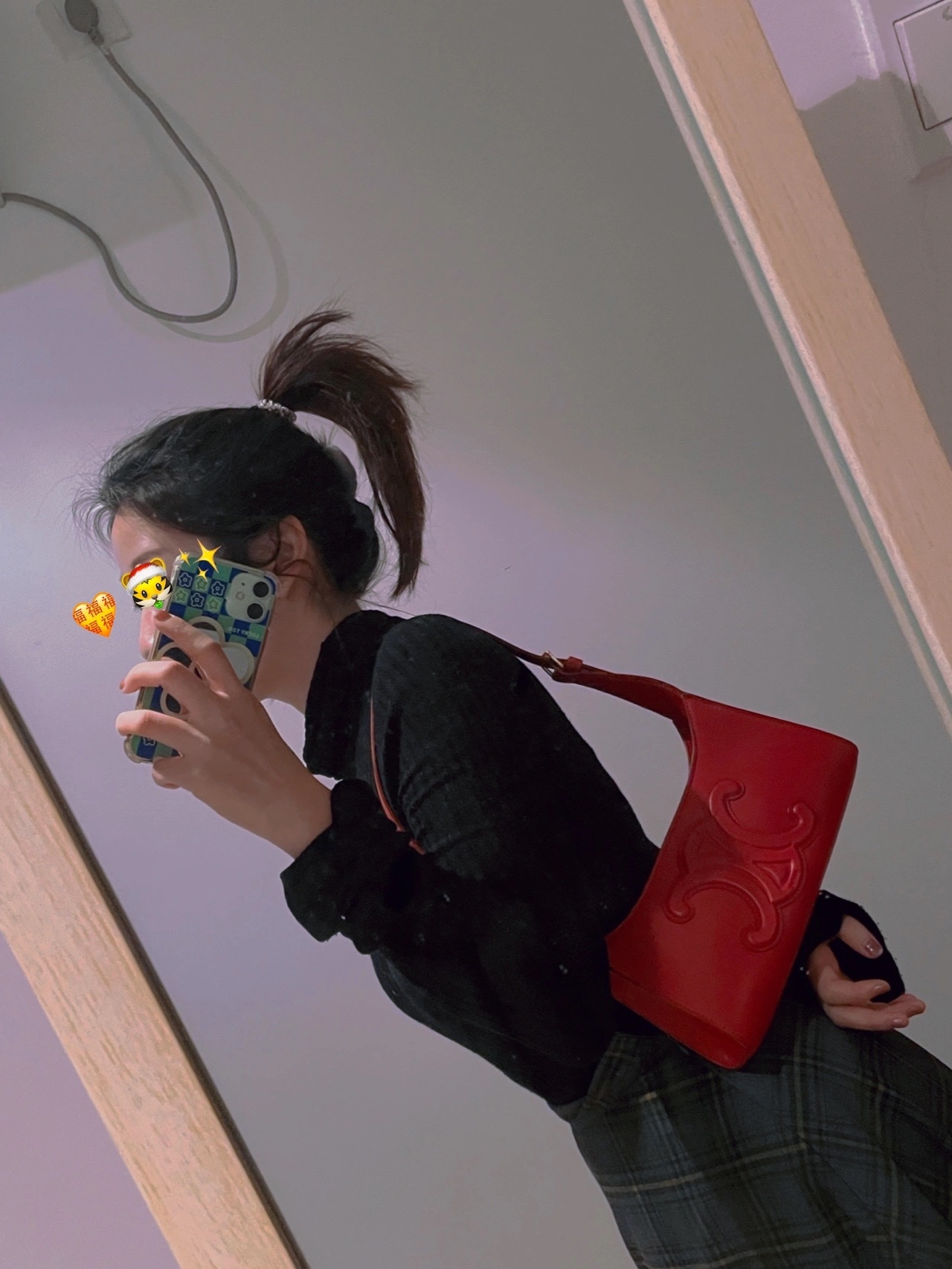 CELINE CUIR TRIOMPHE 24CM BAG 腋下包 198153大红色