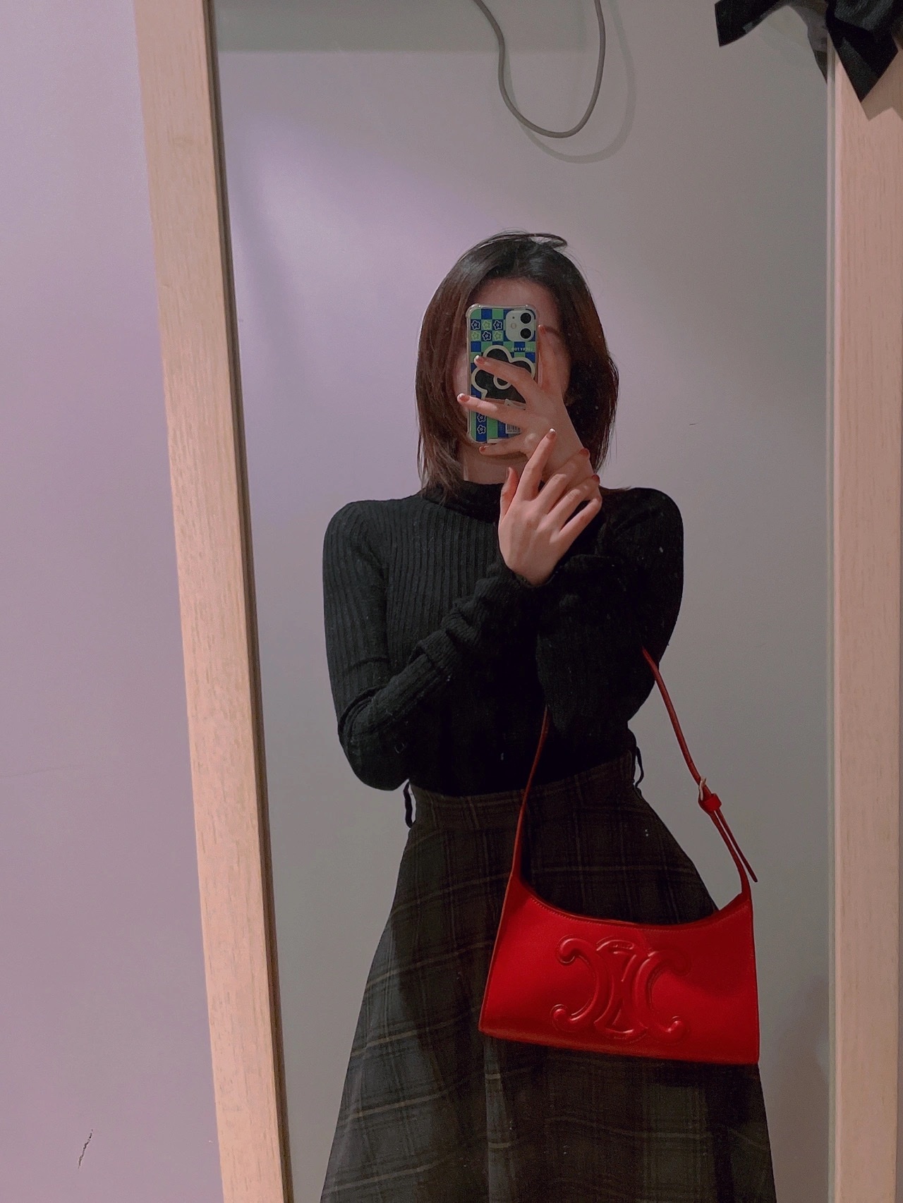 CELINE CUIR TRIOMPHE 24CM BAG 腋下包 198153大红色