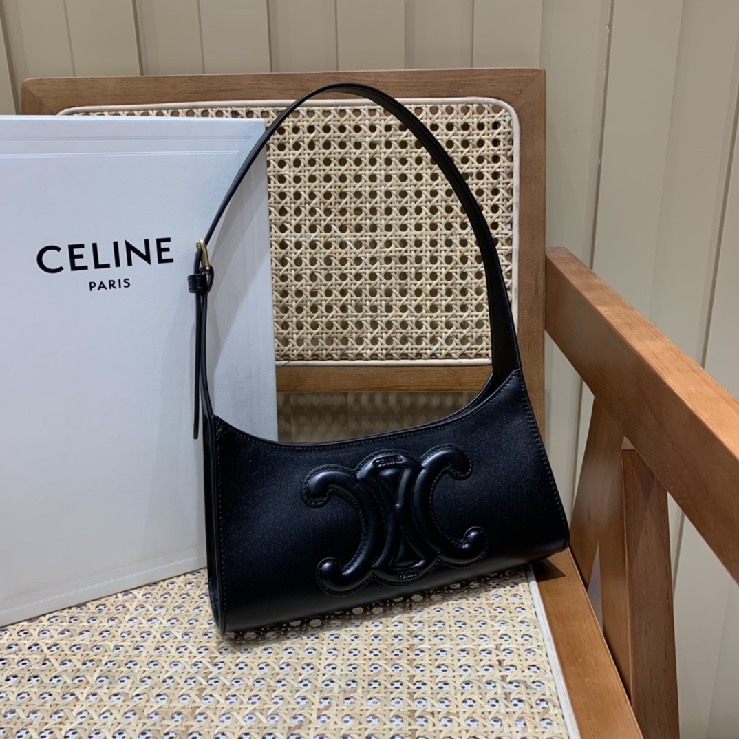 CELINE CUIR TRIOMPHE 24CM BAG 腋下包 198153黑色