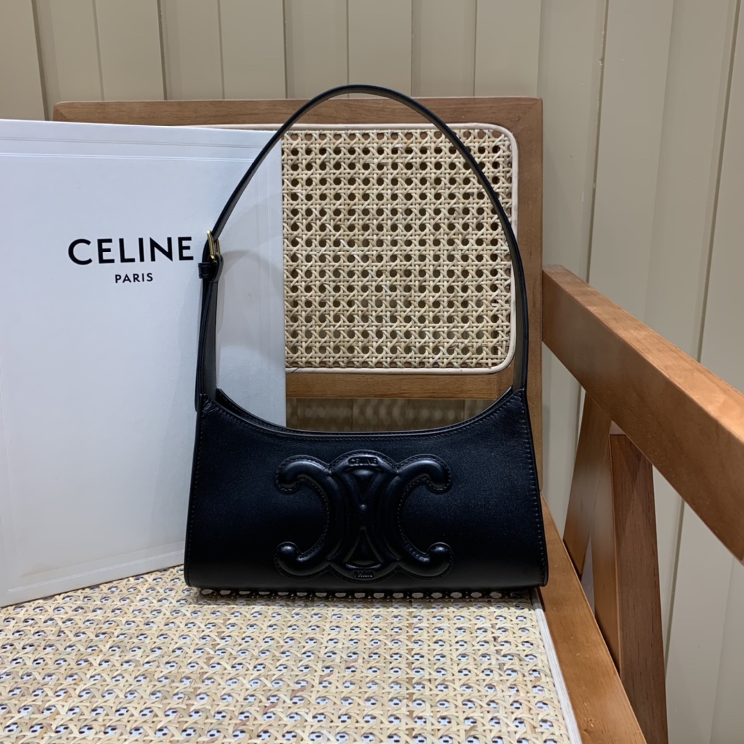 CELINE CUIR TRIOMPHE 24CM BAG 腋下包 198153黑色