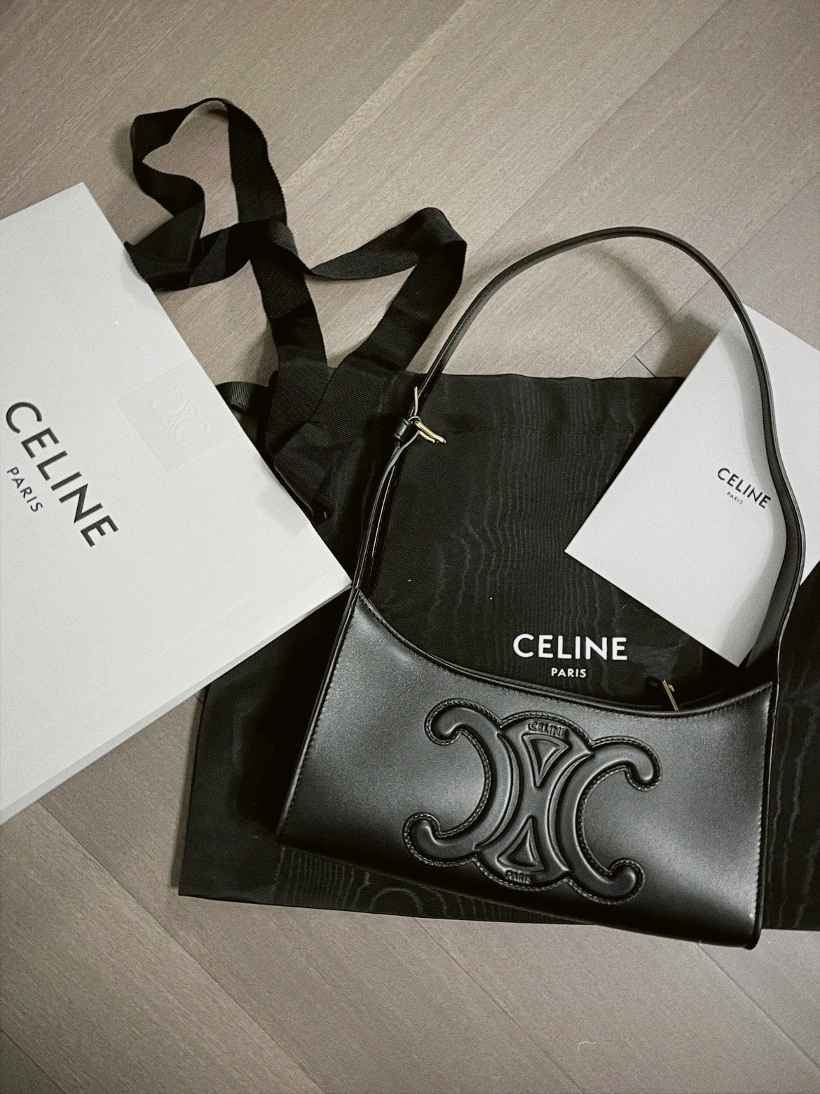 CELINE CUIR TRIOMPHE 24CM BAG 腋下包 198153黑色