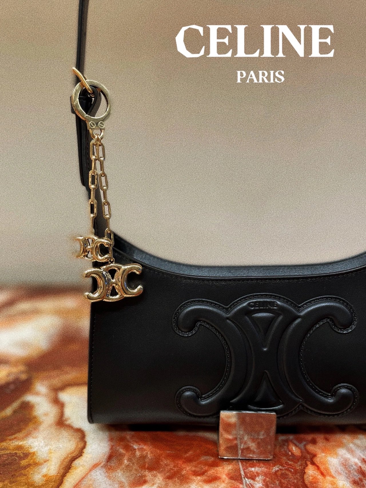 CELINE CUIR TRIOMPHE 24CM BAG 腋下包 198153黑色