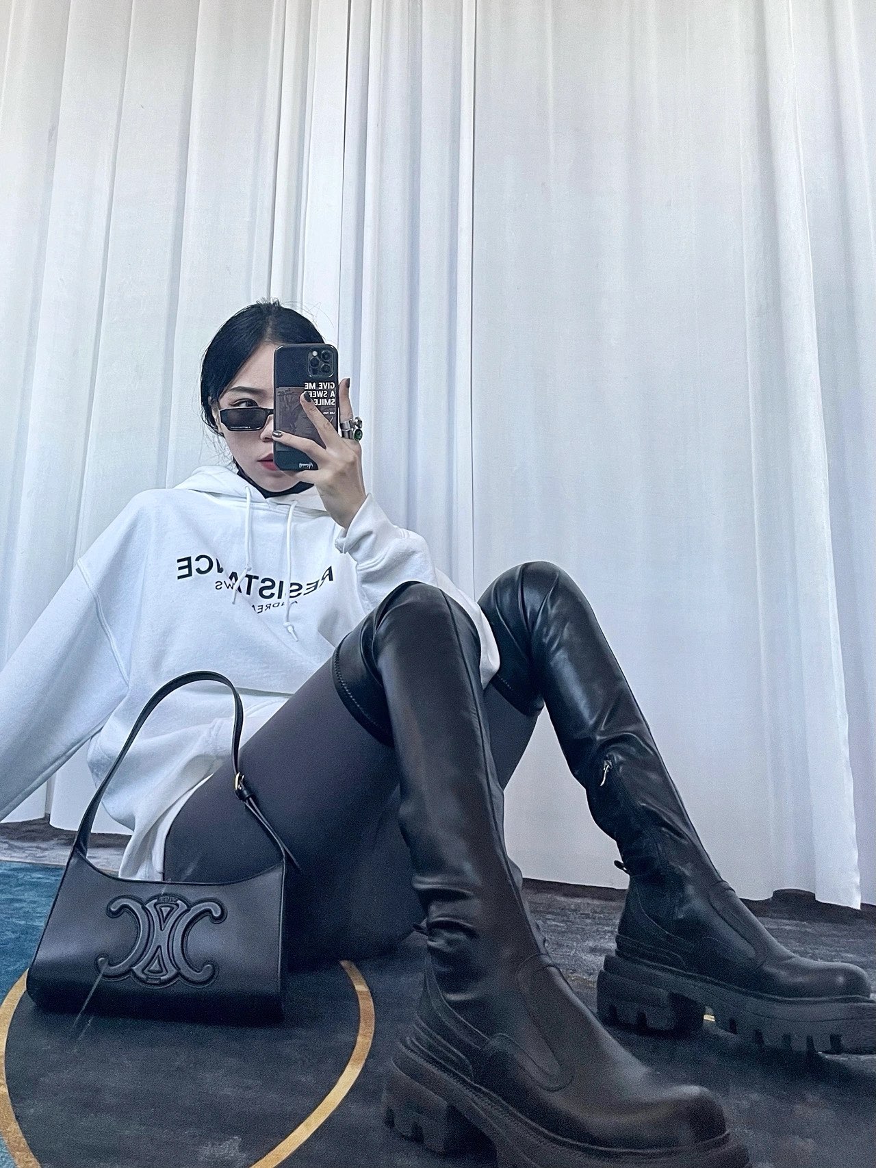 CELINE CUIR TRIOMPHE 24CM BAG 腋下包 198153黑色