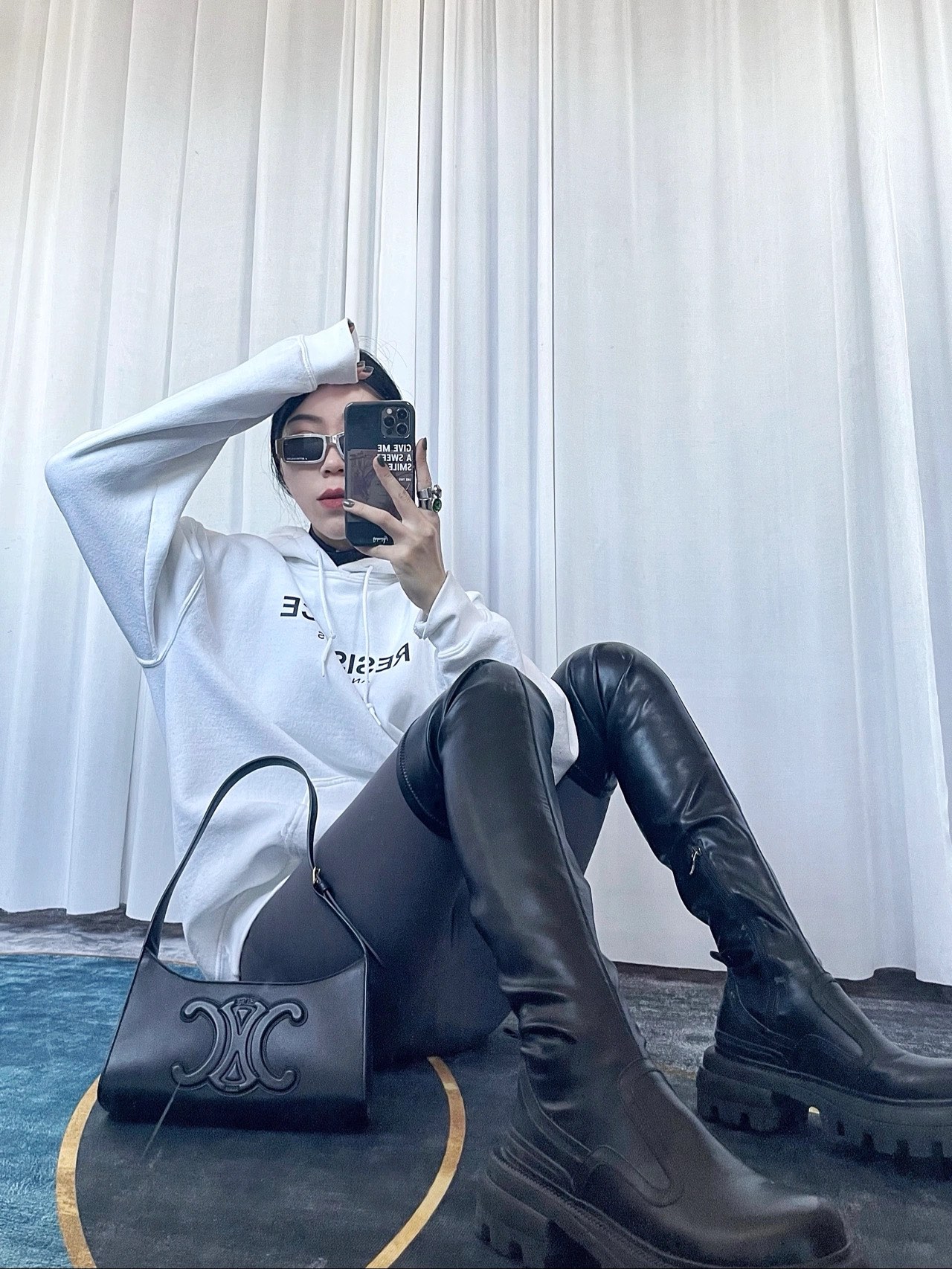 CELINE CUIR TRIOMPHE 24CM BAG 腋下包 198153黑色