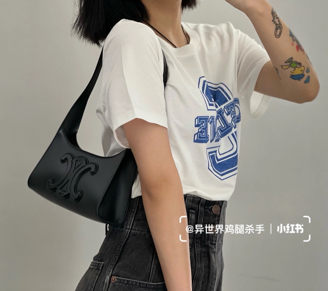 CELINE CUIR TRIOMPHE 24CM BAG 腋下包 198153黑色