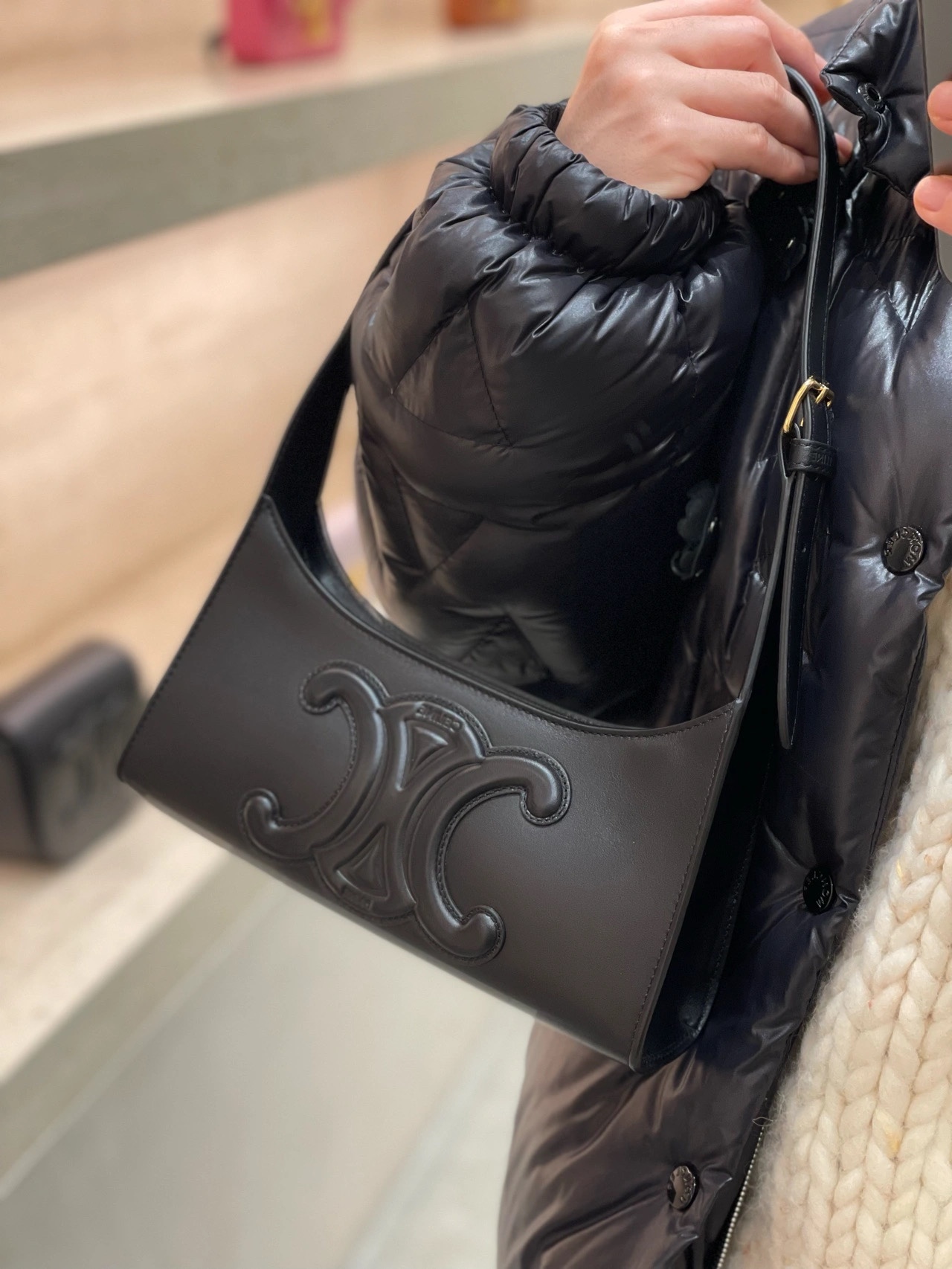 CELINE CUIR TRIOMPHE 24CM BAG 腋下包 198153黑色