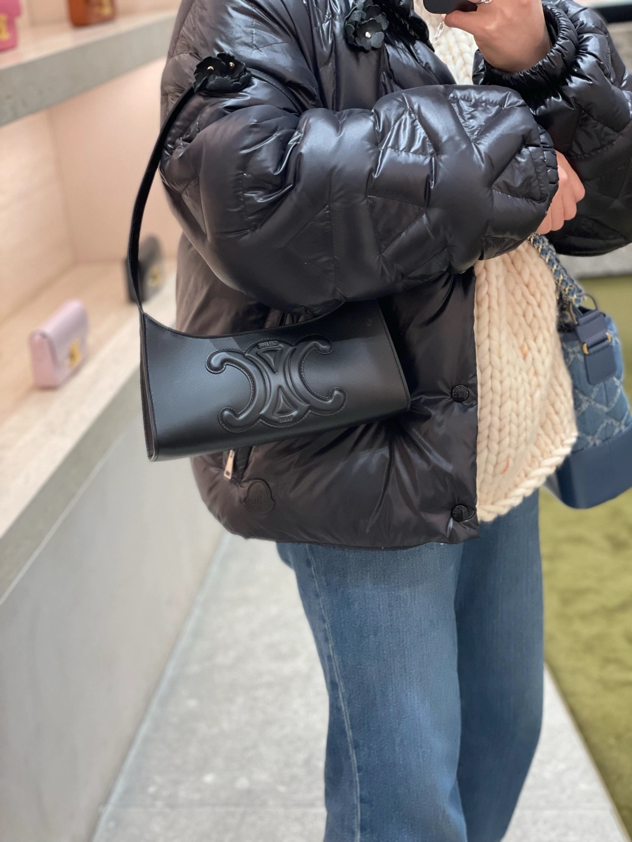 CELINE CUIR TRIOMPHE 24CM BAG 腋下包 198153黑色