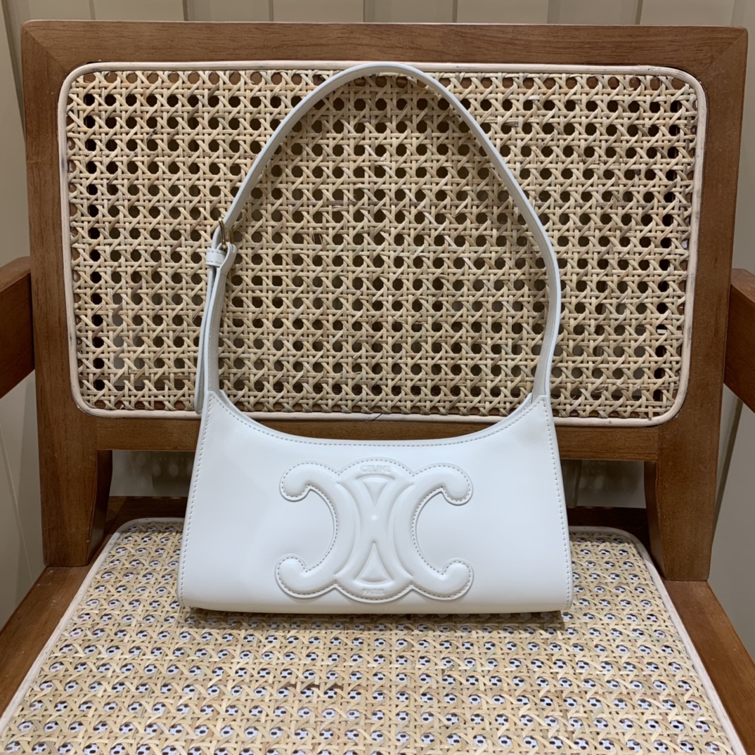 CELINE CUIR TRIOMPHE 24CM BAG 腋下包 198153白色