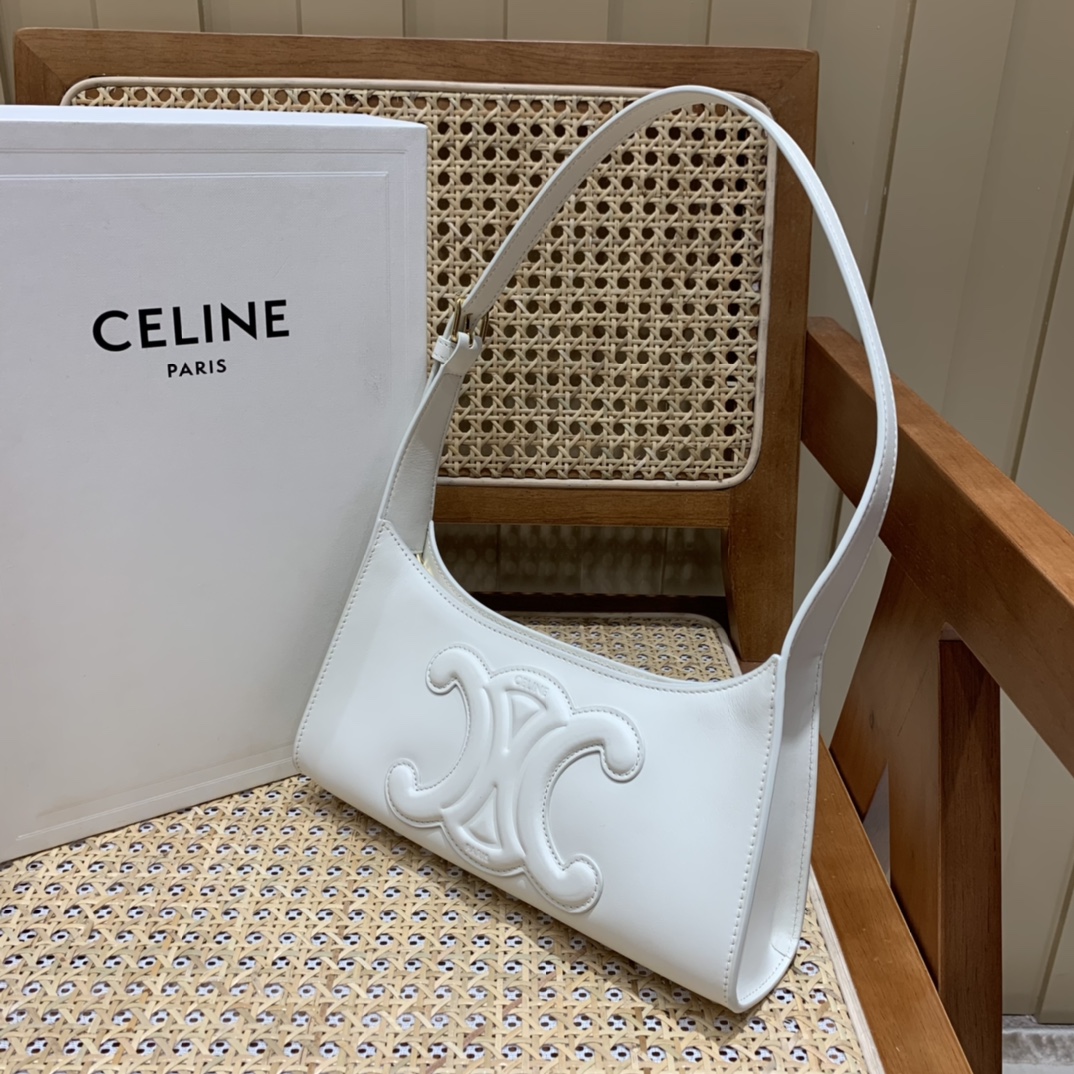 CELINE CUIR TRIOMPHE 24CM BAG 腋下包 198153白色