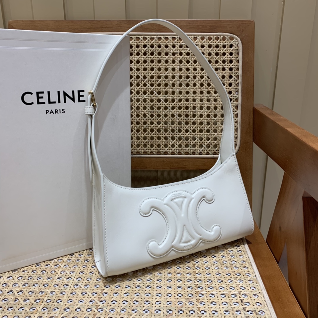 CELINE CUIR TRIOMPHE 24CM BAG 腋下包 198153白色