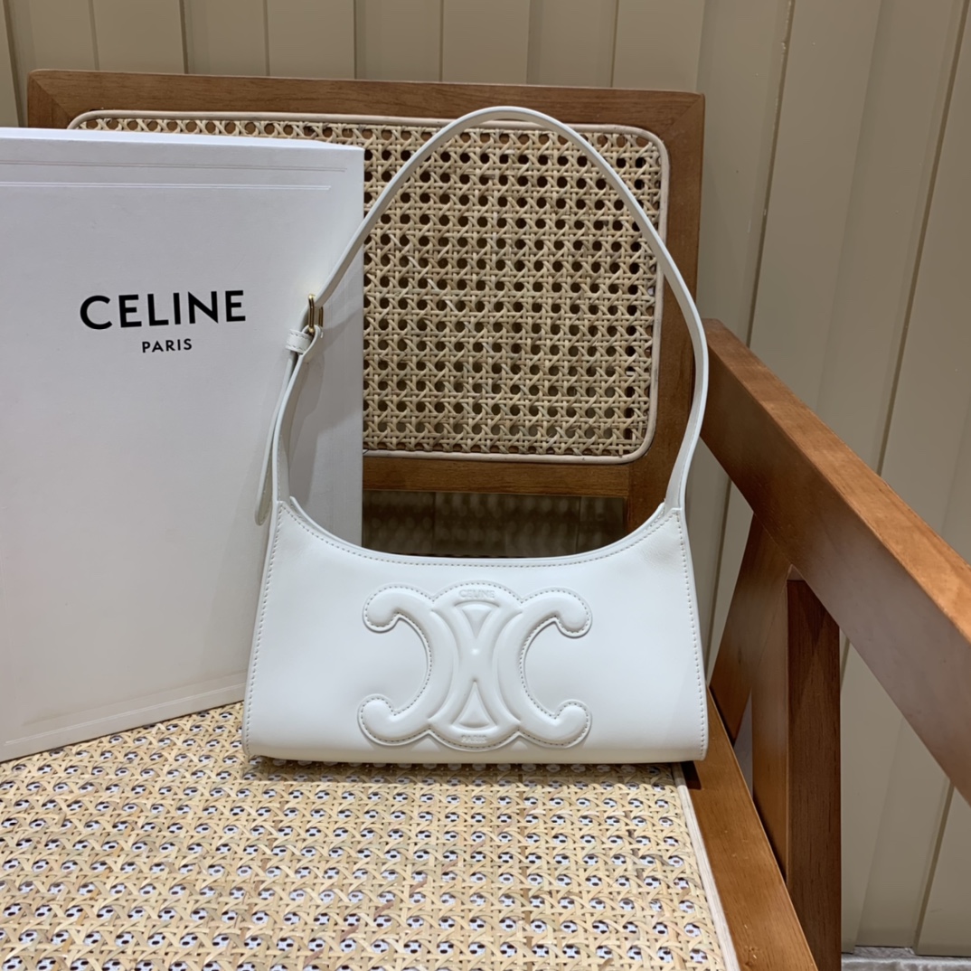 CELINE CUIR TRIOMPHE 24CM BAG 腋下包 198153白色