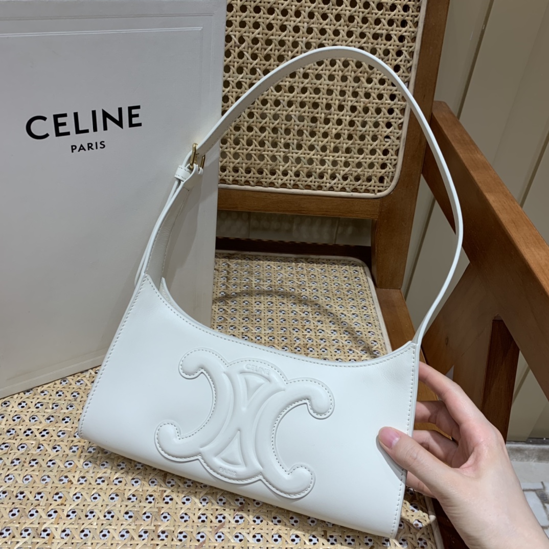 CELINE CUIR TRIOMPHE 24CM BAG 腋下包 198153白色