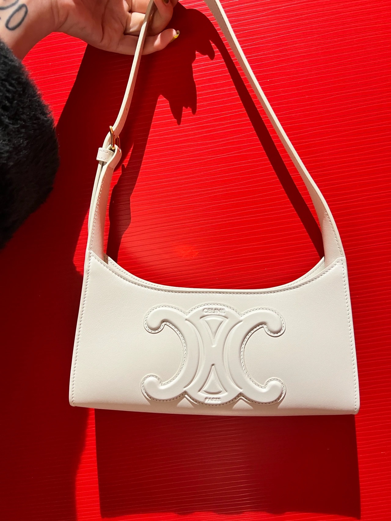 CELINE CUIR TRIOMPHE 24CM BAG 腋下包 198153白色