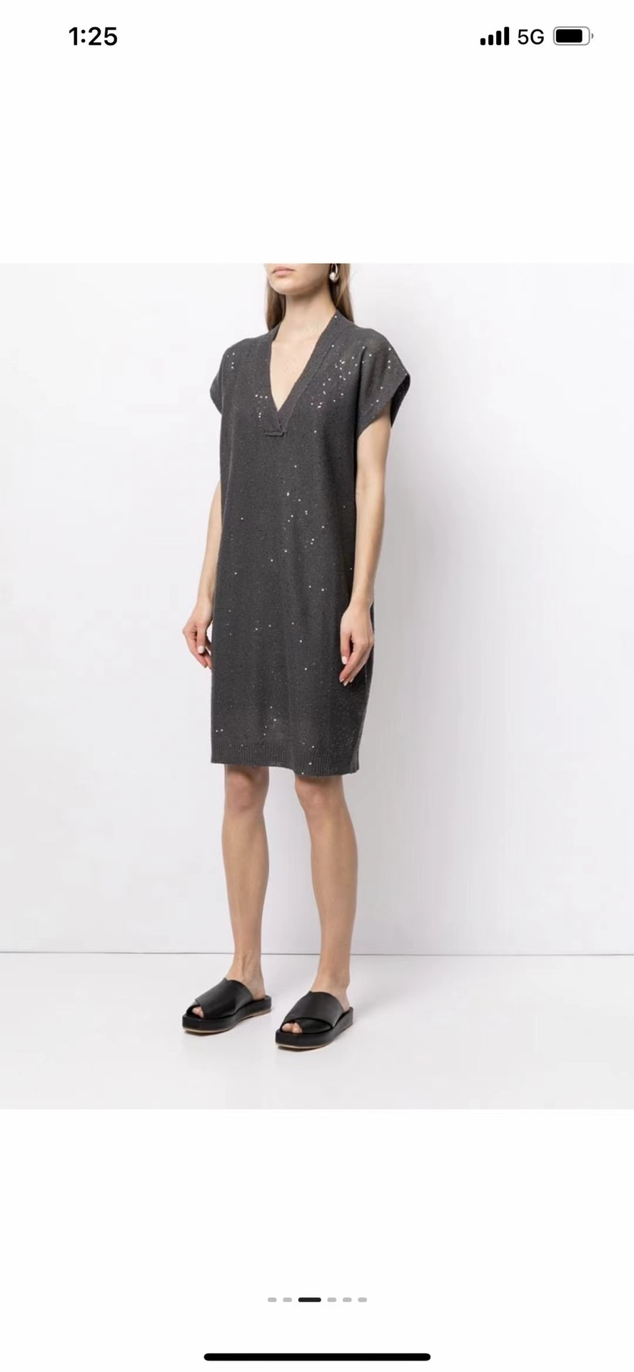 ZILIMARK Linen Silk Sequin Dress with Slip - Short Sleeve, V-Neck 3 i1648368447 3472 2